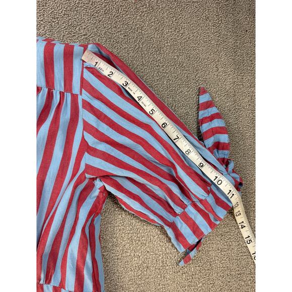 Pink Chicken Dress Womens Large Button Front Midi Striped Trad Wife Cottage - Picture 10 of 11